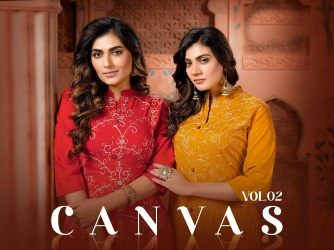 Canvas 2 New Designer Embroidery Work Fancy Wear  Kurti Collection